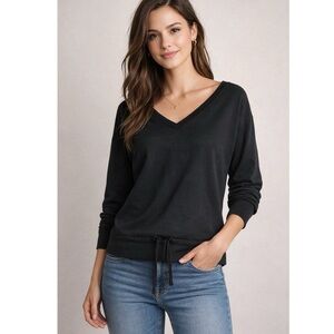 Gap Body Fit Cotton  V-Neck Top Sweatshirt Colour True Black Size Medium